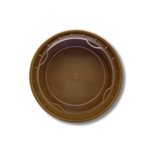 קערות חד פעמיות מתכלות לאוכל חם עם מכסה 1100 מ"ל - 50 יחידות (קערת קראפט גדולה)