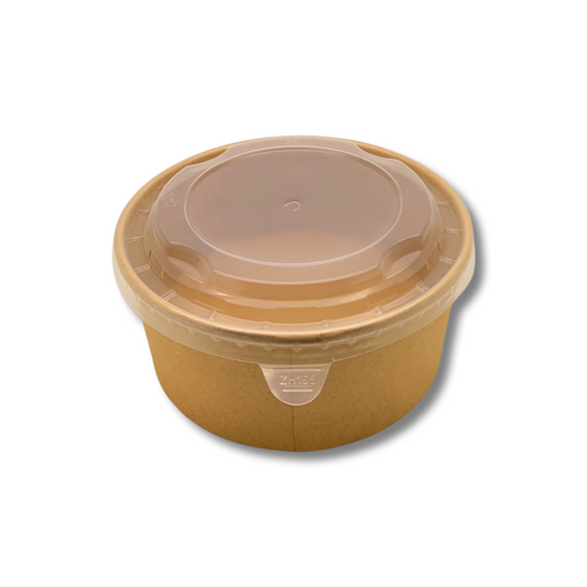 קרטון קערות קראפט גדולות מתכלות 1100 מ''ל כולל מכסים - 600 יח