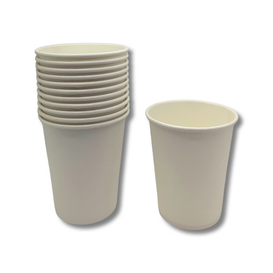 כוס שתייה חמה/קרה לבנה בינונית מתכלה 240 מ''ל