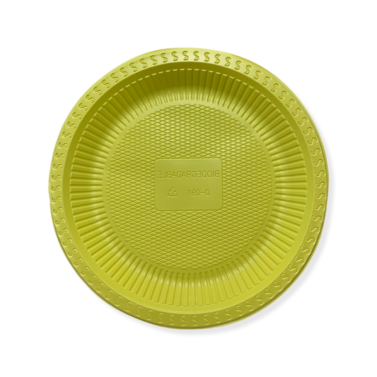 צלחת עמילן תירס צהובה גדולה מתכלה 23 ס''מ