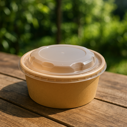 קערת קראפט בינונית מתכלה 750 מ''ל כולל מכסה חם - 50 יח