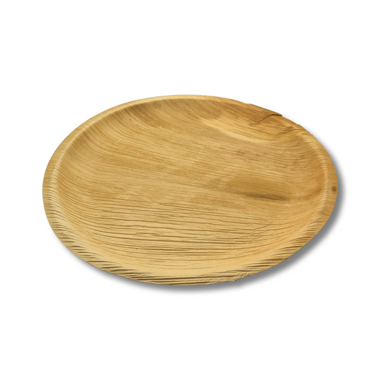 קרטון צלחות עלי דקל עגולות גדולות מתכלות 25 ס''מ - 200 יח