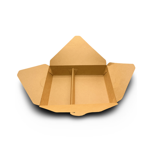 קרטון אריזות מזון גדולות מתכלות מחולקות מקראפט 20*14 ס''מ - 200 יח