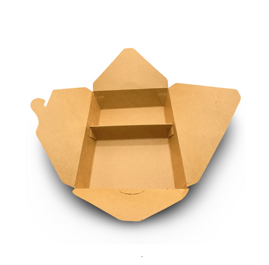 קרטון אריזות מזון גדולות מתכלות מחולקות מקראפט 20*14 ס''מ - 200 יח