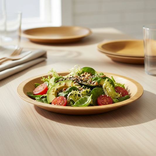 צלחת עלי דקל עגולה קטנה מתכלה 15 ס''מ - 10 יח