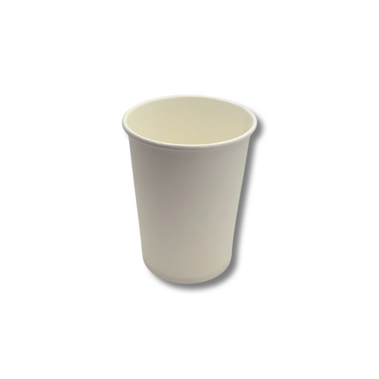 כוס שתייה חמה/קרה לבנה בינונית מתכלה 240 מ''ל