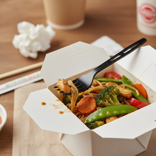 מזלג שחור מתכלה מעמילן צמחים - 50 יח