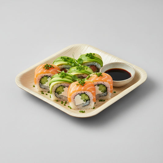 צלחת עלי דקל מרובעת קטנה מתכלה 15*15 ס''מ - 10 יח